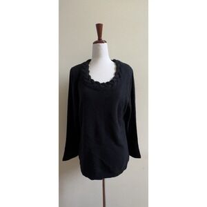 $119 NWT Charter Club 100% 2 Ply Cashmere Cable Knit Neck 7/8 Sleeve Sweater L